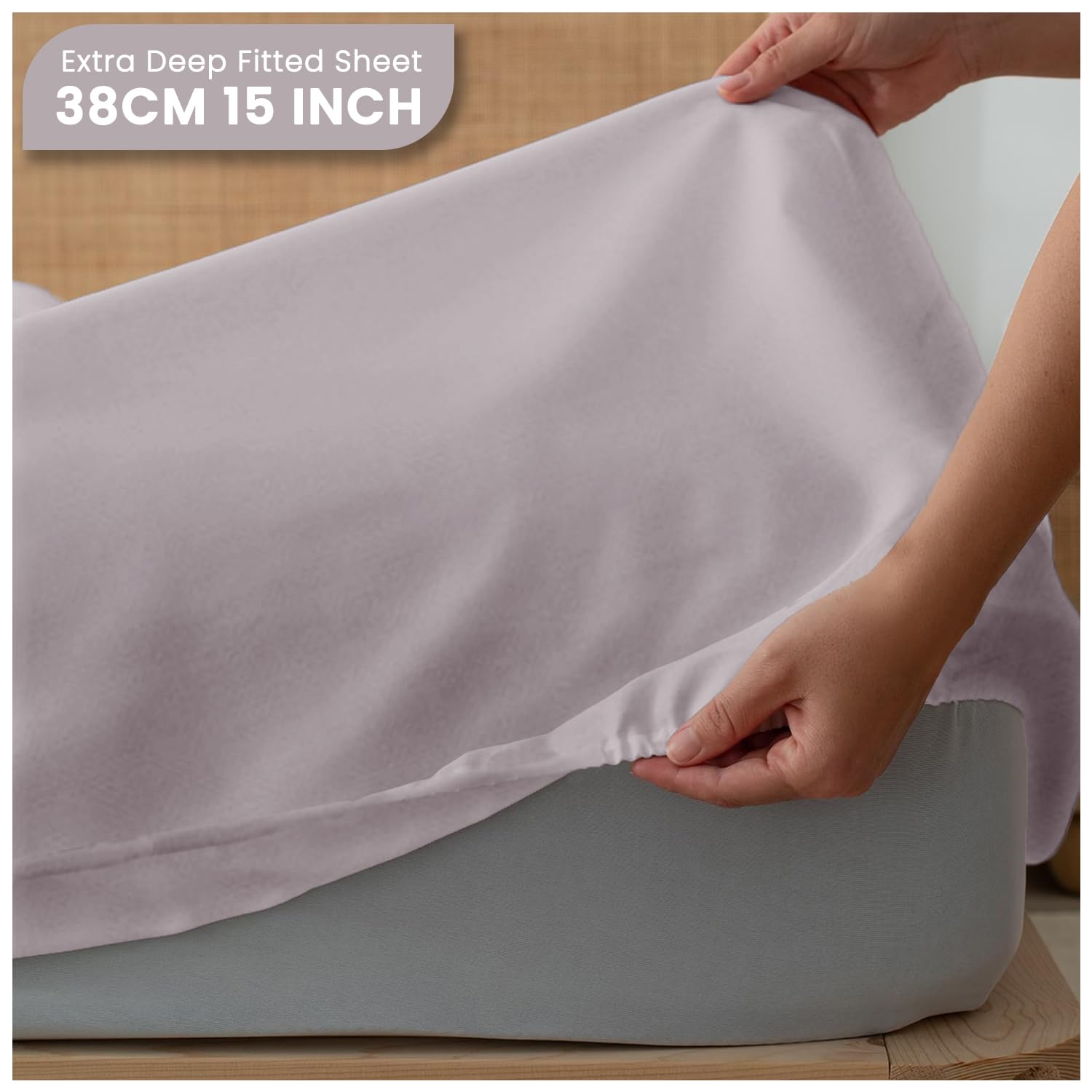 Easy Care Plain Fitted Sheet 40cm Deep Fitted Sheet with Elastic